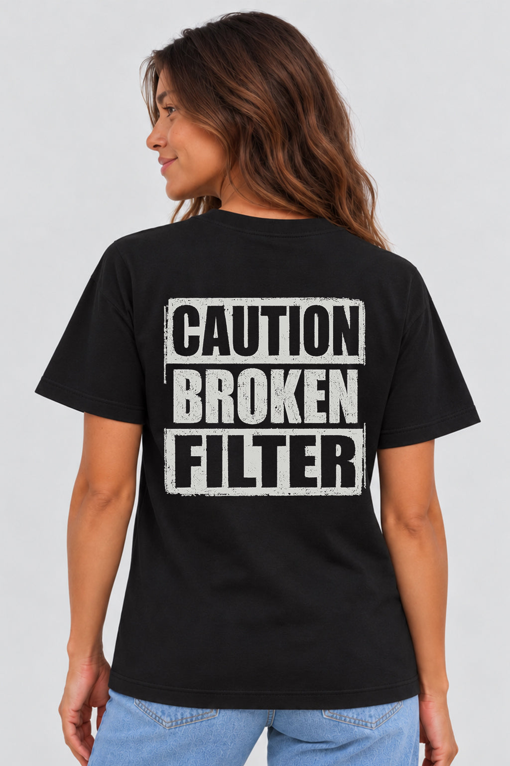 CAUTION BROKEN FILTER  BLACK